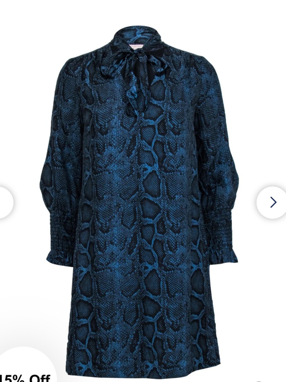 Rebecca Taylor Blue & Black Snakeskin Silk Dress Neck Tie Size 4 new condition